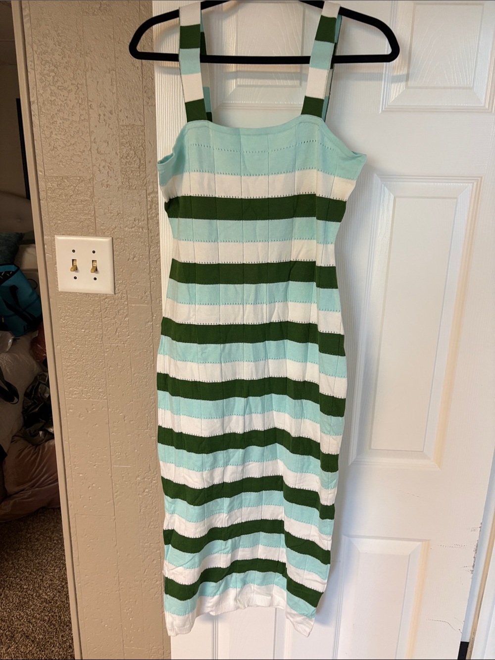 Striped Green & Mint Sleeveless Knit Dress